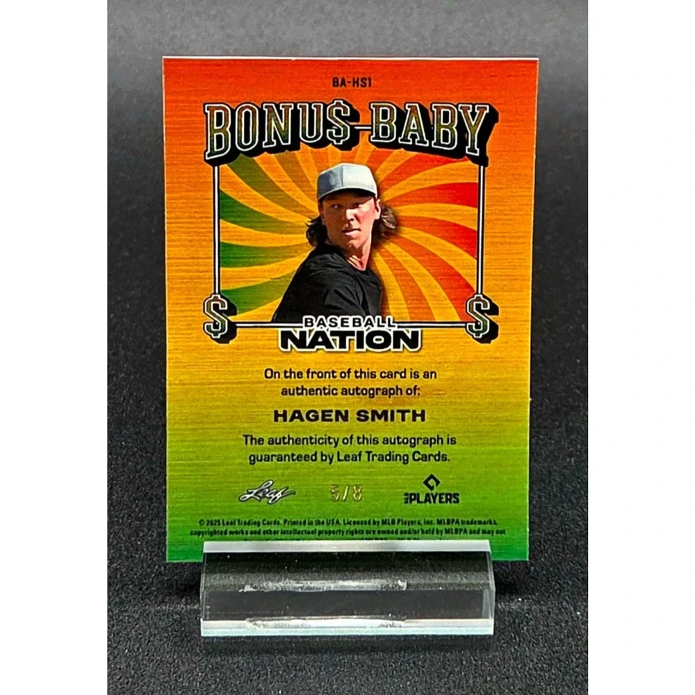 2025 Hagen Smith 5/8 Auto Bonus Baby Chicago White Sox Top Prospect